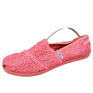 TOMS Kids Coral Lace Classic Alpargatas Slip On Flats Shoes Youth‎ Size 6